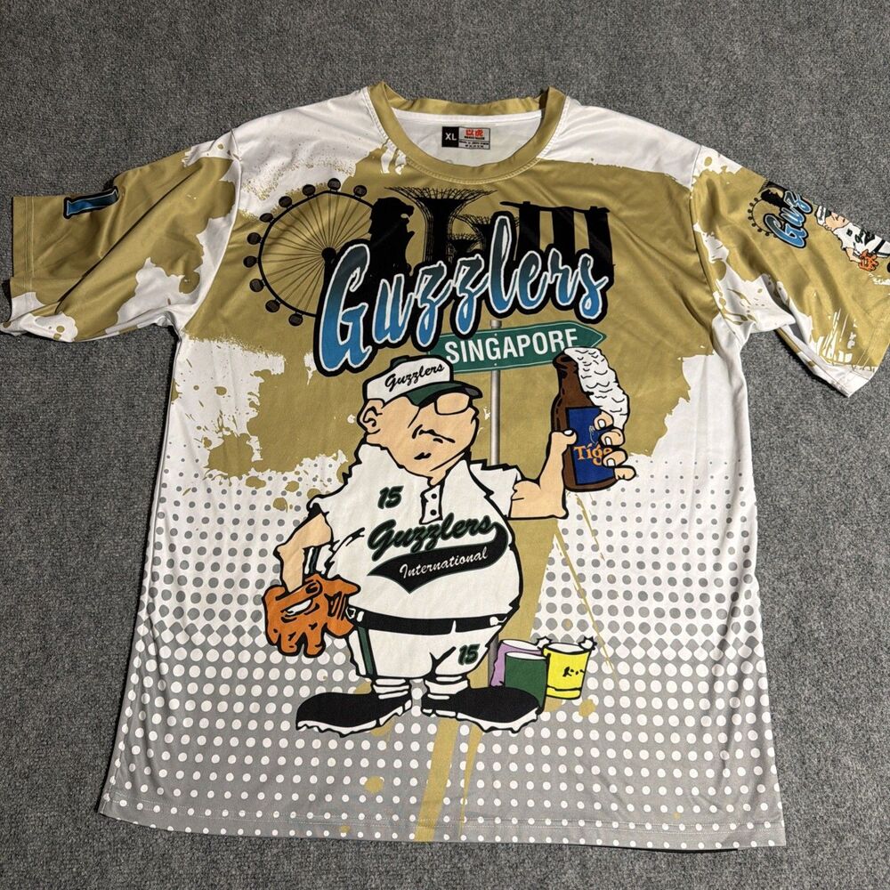 Guzzlers Baseball Jersey T-Shirt Mens Size XL Short Sleeve Lightweight Pullover